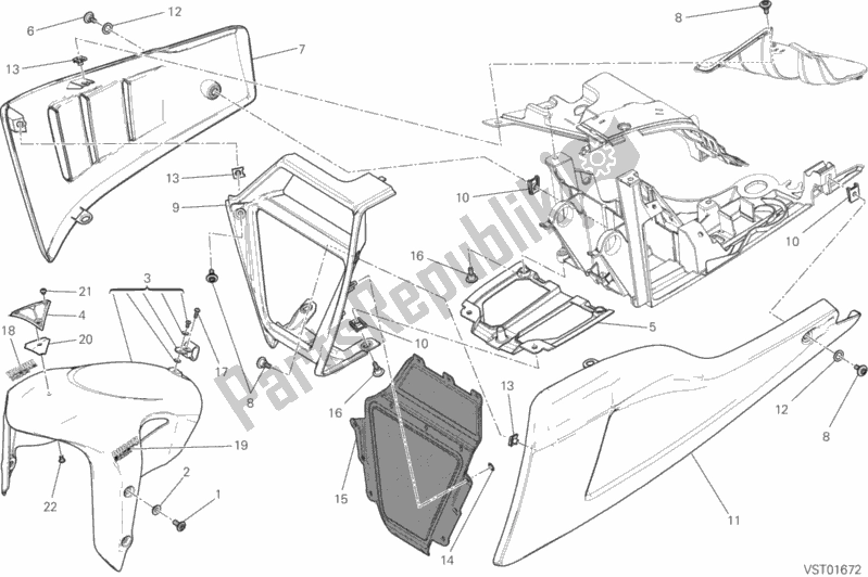 All parts for the Front Mudguard of the Ducati Diavel Diesel Thailand 1200 2017